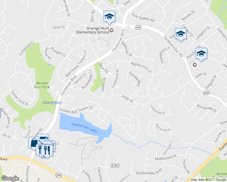 map of restaurants, bars, coffee shops, grocery stores, and more near 7131 Freshaire Drive in Springfield