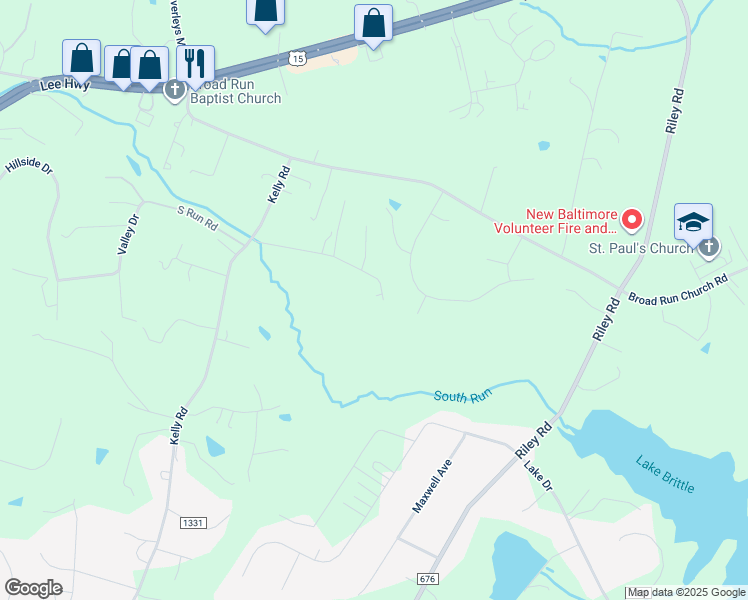 map of restaurants, bars, coffee shops, grocery stores, and more near 5023 Hummingbird Lane in Warrenton