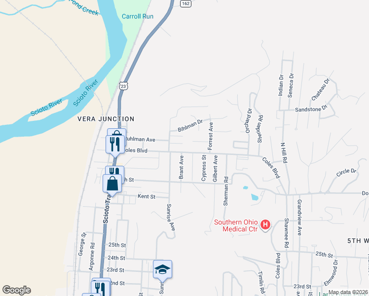 map of restaurants, bars, coffee shops, grocery stores, and more near 2925 Cedar Street in Portsmouth