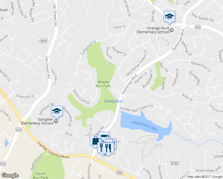 map of restaurants, bars, coffee shops, grocery stores, and more near 9211 Beachway Lane in Springfield