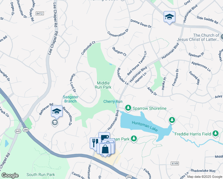 map of restaurants, bars, coffee shops, grocery stores, and more near 9211 Beachway Lane in Springfield