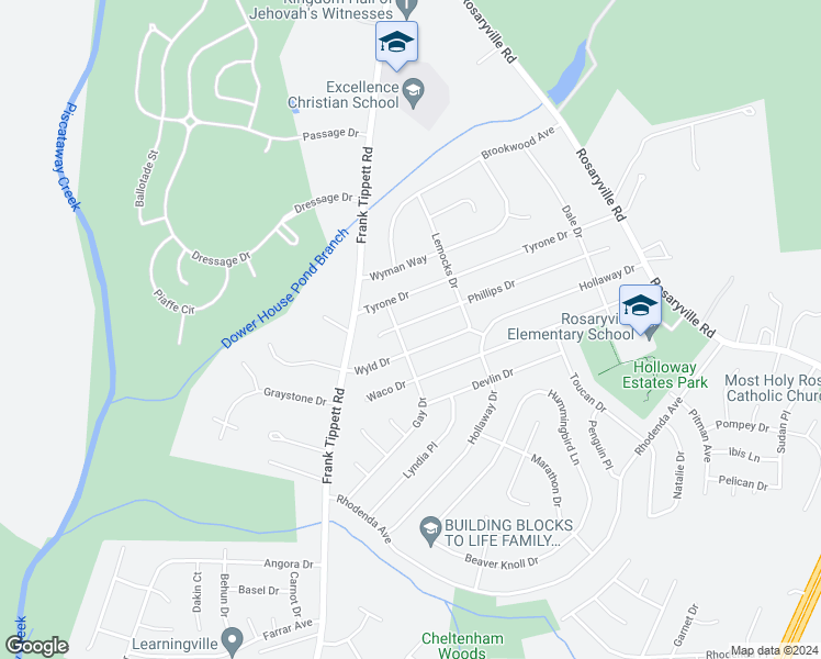 map of restaurants, bars, coffee shops, grocery stores, and more near 10703 Phillips Drive in Upper Marlboro