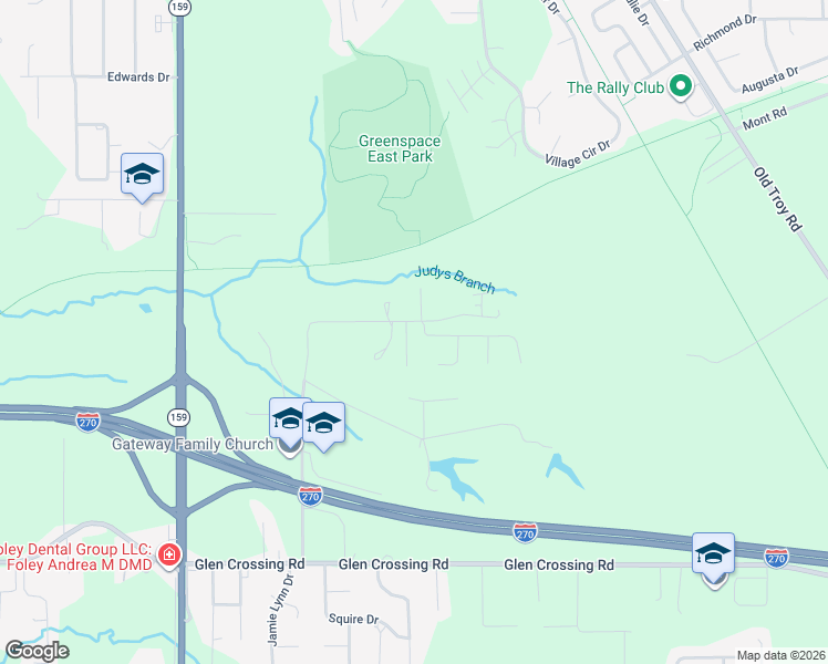 map of restaurants, bars, coffee shops, grocery stores, and more near 9 Kaman Drive in Glen Carbon