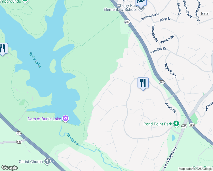 map of restaurants, bars, coffee shops, grocery stores, and more near 7118 Laketree Drive in Fairfax Station