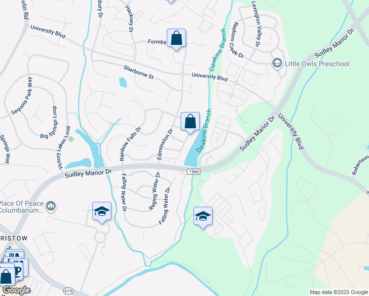 map of restaurants, bars, coffee shops, grocery stores, and more near 9207 Cascade Falls Drive in Bristow