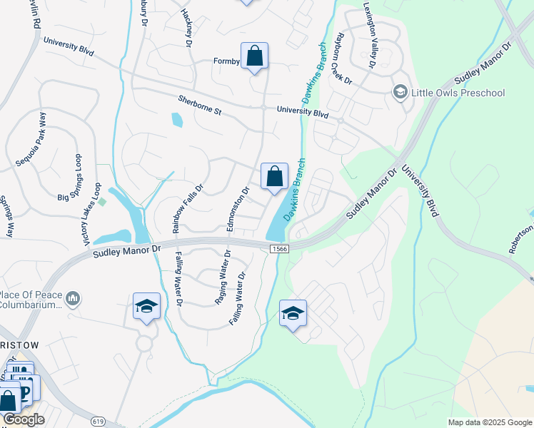 map of restaurants, bars, coffee shops, grocery stores, and more near 9207 Cascade Falls Drive in Bristow