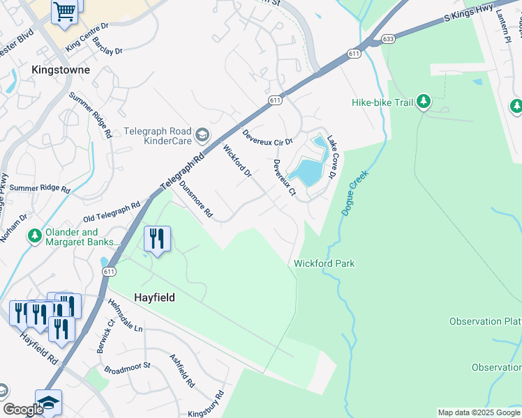 map of restaurants, bars, coffee shops, grocery stores, and more near 5404 Baychester Court in Alexandria