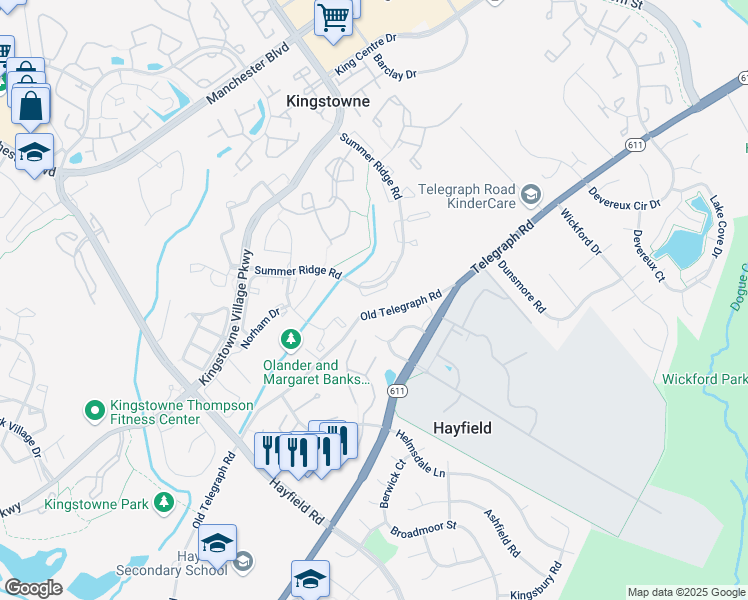 map of restaurants, bars, coffee shops, grocery stores, and more near 7249 Worsley Way in Alexandria