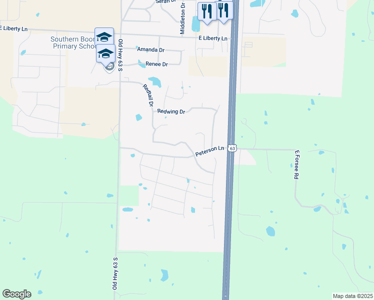 map of restaurants, bars, coffee shops, grocery stores, and more near 504 Eagle Lake Drive in Ashland