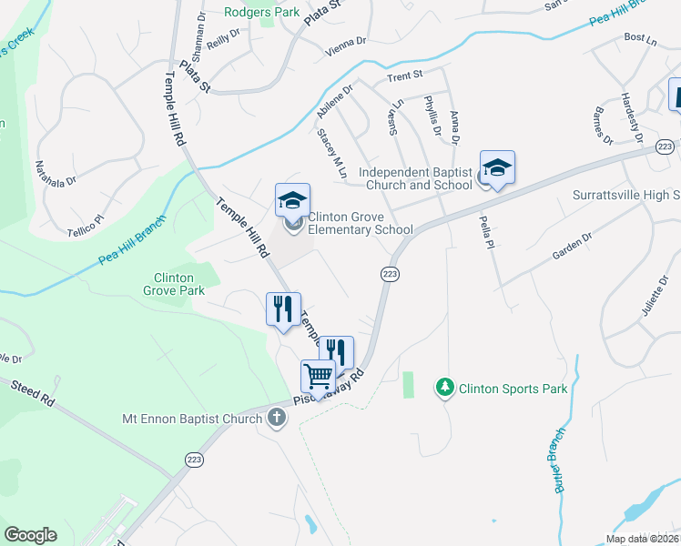 map of restaurants, bars, coffee shops, grocery stores, and more near 9528 Badger Avenue in Clinton