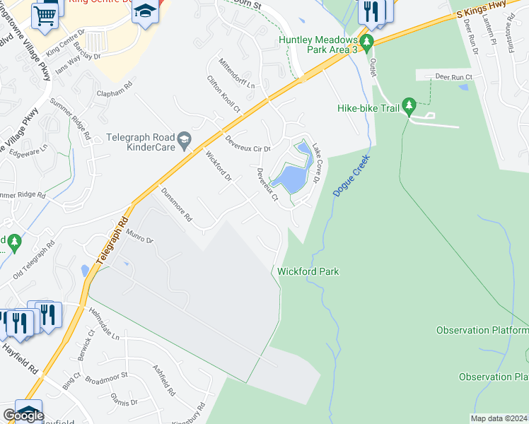 map of restaurants, bars, coffee shops, grocery stores, and more near 7311 Wickford Drive in Alexandria