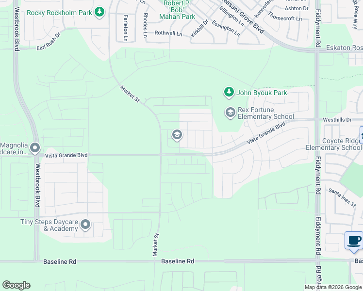 map of restaurants, bars, coffee shops, grocery stores, and more near 1169 Branston Drive in Roseville