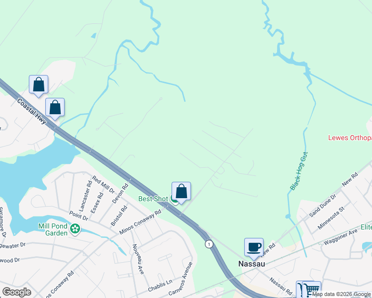 map of restaurants, bars, coffee shops, grocery stores, and more near 33594 Broeders Lane in Lewes