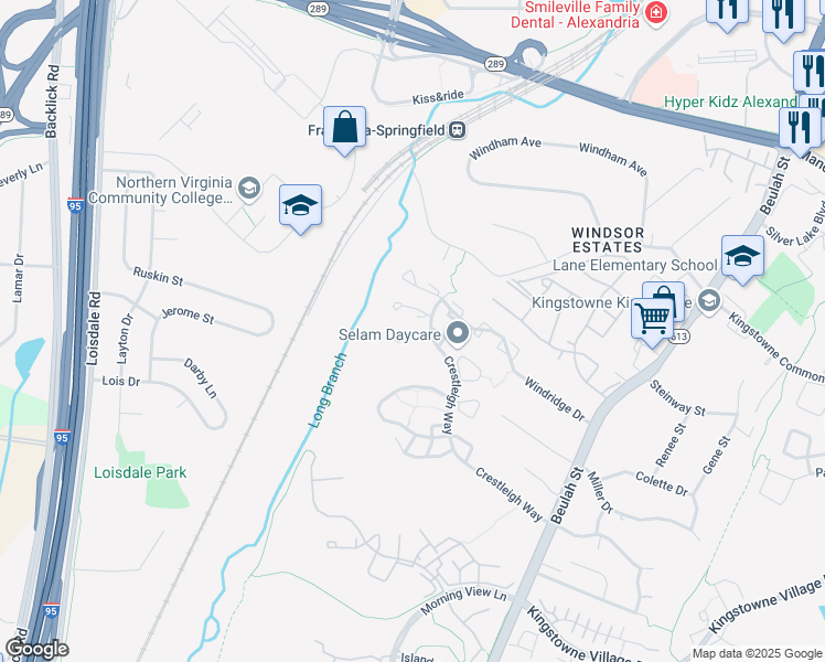 map of restaurants, bars, coffee shops, grocery stores, and more near 6614 Greenleigh Lane in Alexandria