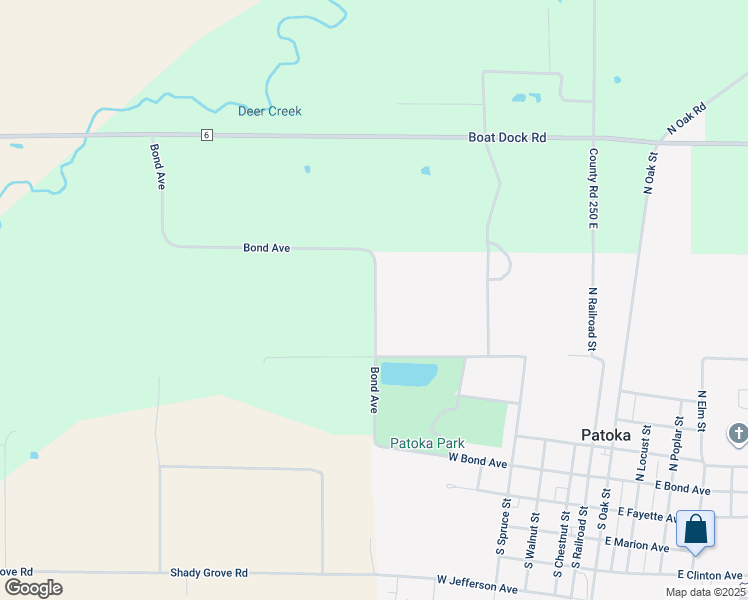 map of restaurants, bars, coffee shops, grocery stores, and more near Bond Ave in Patoka