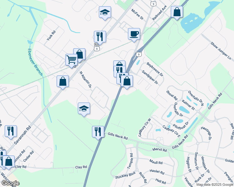 map of restaurants, bars, coffee shops, grocery stores, and more near 1008 Kings Highway in Lewes