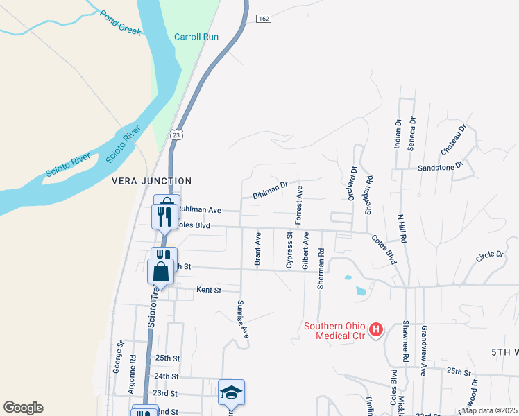 map of restaurants, bars, coffee shops, grocery stores, and more near 1220 Johnson Street in Portsmouth