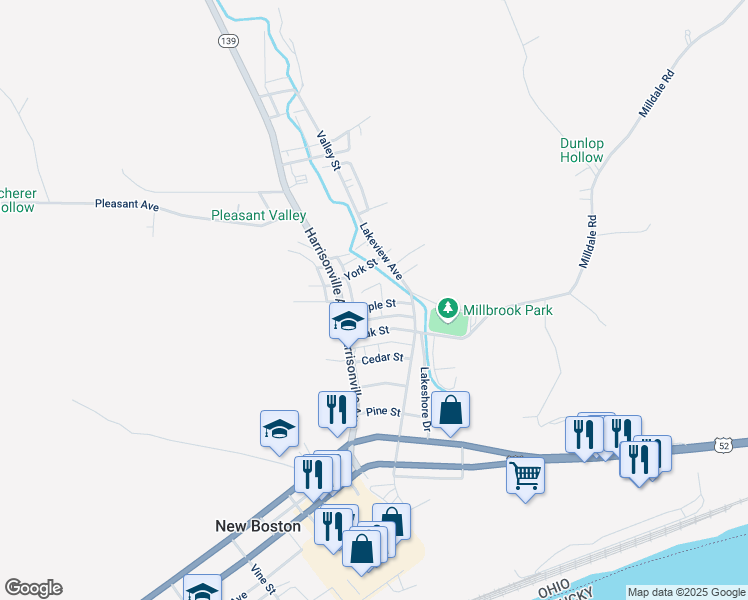 map of restaurants, bars, coffee shops, grocery stores, and more near 4231 Maple Street in Portsmouth