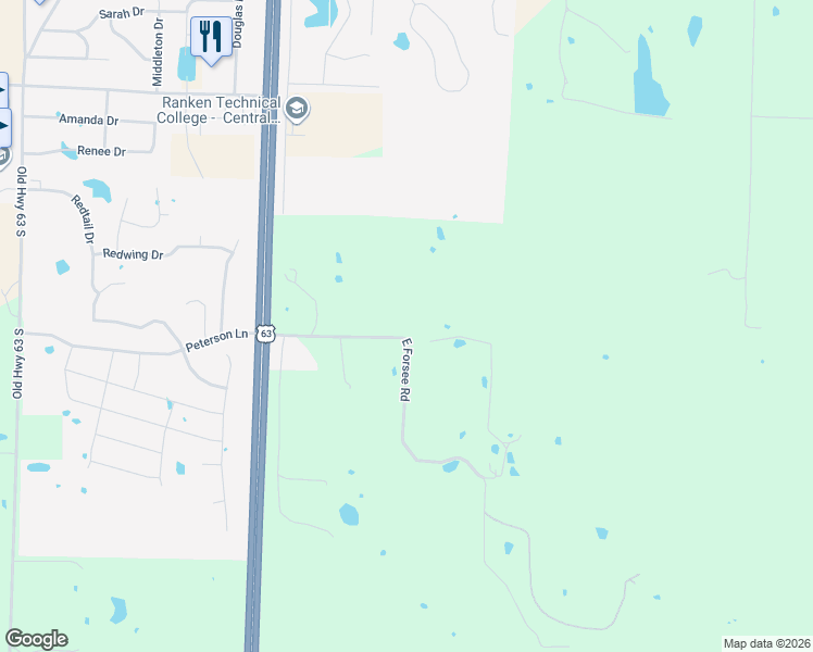 map of restaurants, bars, coffee shops, grocery stores, and more near 6173-6599 East Forsee Road in Ashland