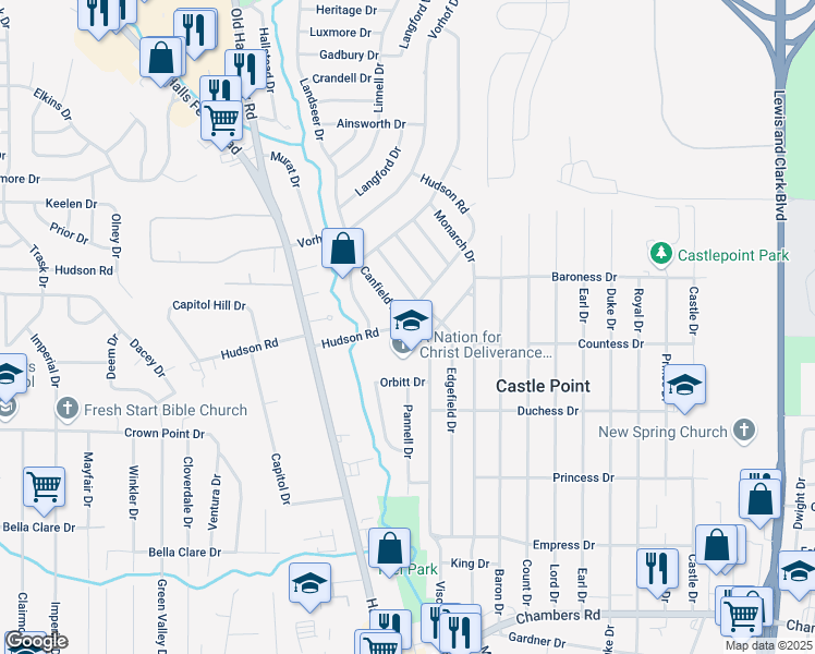 map of restaurants, bars, coffee shops, grocery stores, and more near 2276 Hudson Road in Saint Louis
