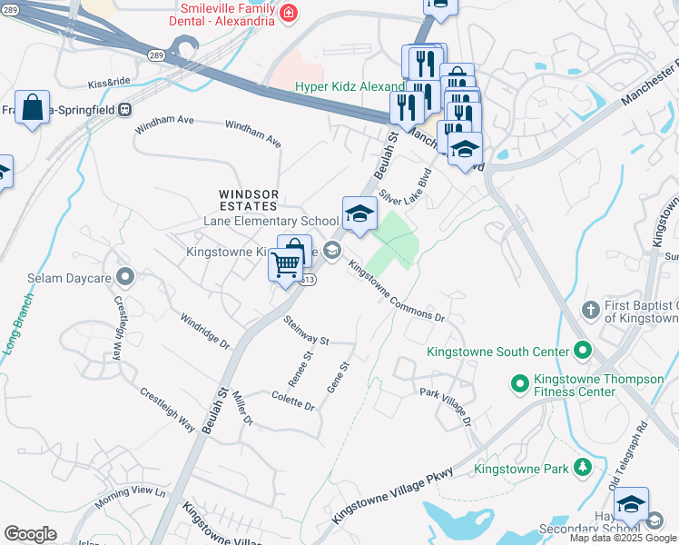 map of restaurants, bars, coffee shops, grocery stores, and more near 6215 Abbottsbury Row in Alexandria
