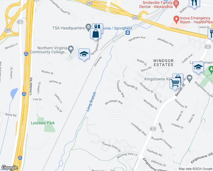 map of restaurants, bars, coffee shops, grocery stores, and more near 6640 Greenleigh Lane in Alexandria