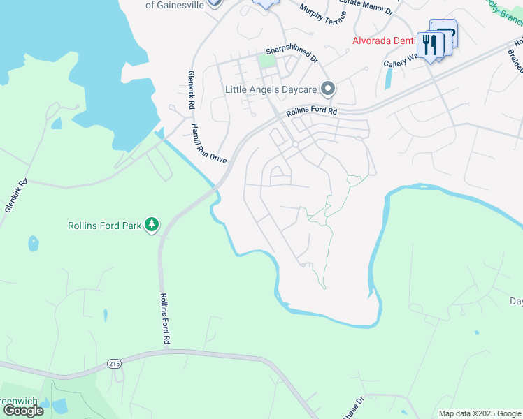 map of restaurants, bars, coffee shops, grocery stores, and more near 14396 Broadwinged Drive in Gainesville
