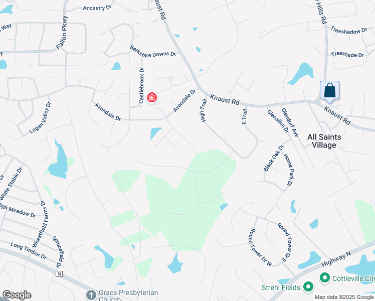 map of restaurants, bars, coffee shops, grocery stores, and more near 421 Harrington Place in St. Peters