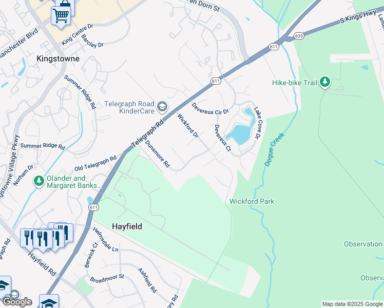 map of restaurants, bars, coffee shops, grocery stores, and more near 5408 Dunsmore Road in Alexandria