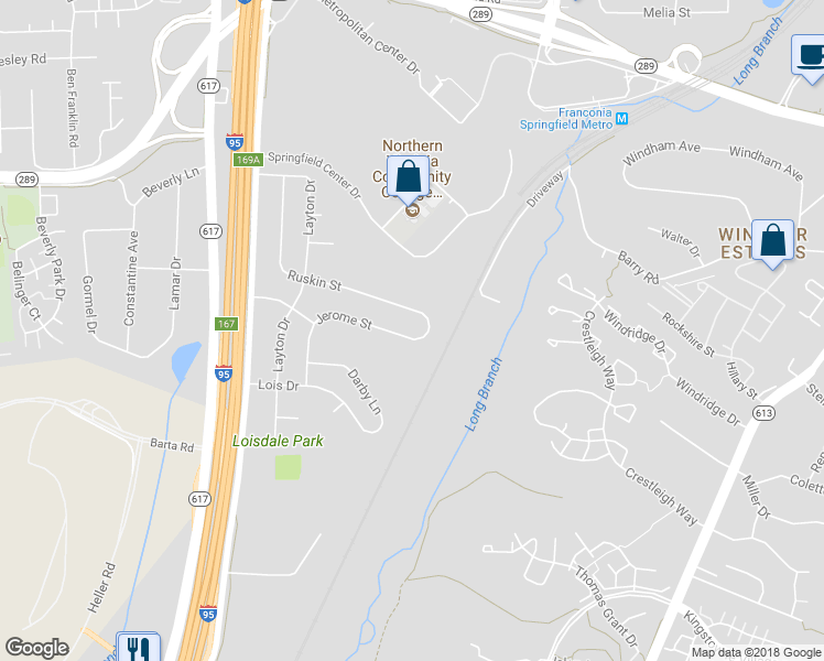 map of restaurants, bars, coffee shops, grocery stores, and more near 6708 Jerome Street in Springfield