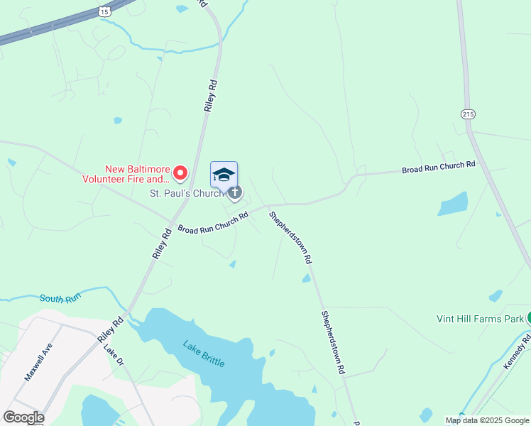 map of restaurants, bars, coffee shops, grocery stores, and more near 6582 Shepherdstown Road in Warrenton