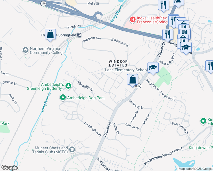 map of restaurants, bars, coffee shops, grocery stores, and more near 7295 Larrup Court in Alexandria