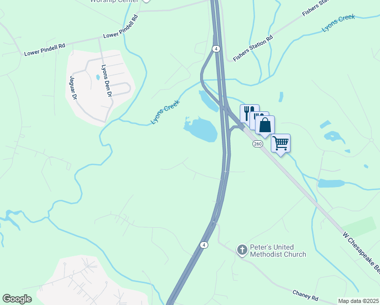 map of restaurants, bars, coffee shops, grocery stores, and more near 12740 Springfield Court in Dunkirk