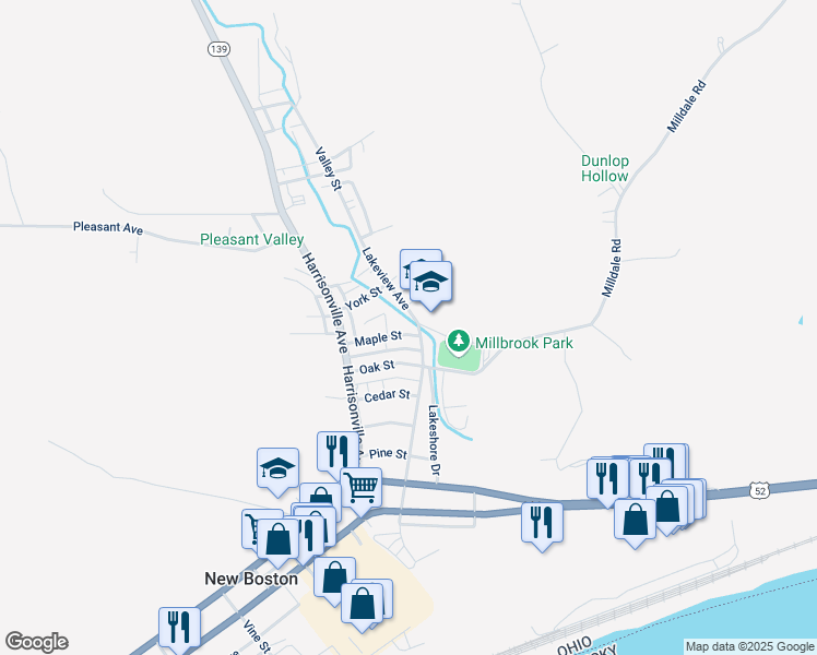 map of restaurants, bars, coffee shops, grocery stores, and more near 4255 Maple Street in Portsmouth
