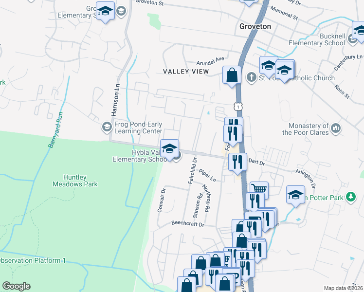 map of restaurants, bars, coffee shops, grocery stores, and more near 7264 Lockheed Boulevard in Alexandria
