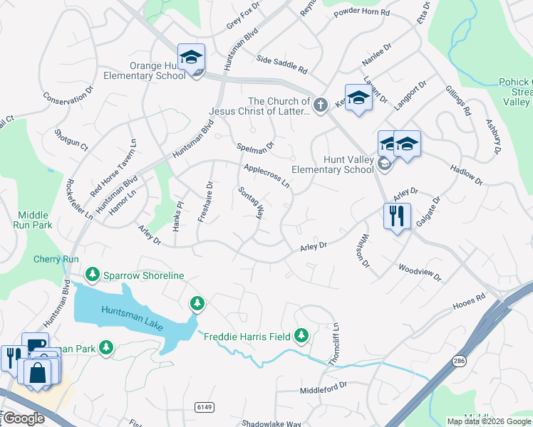 map of restaurants, bars, coffee shops, grocery stores, and more near 8802 Hayload Court in Springfield