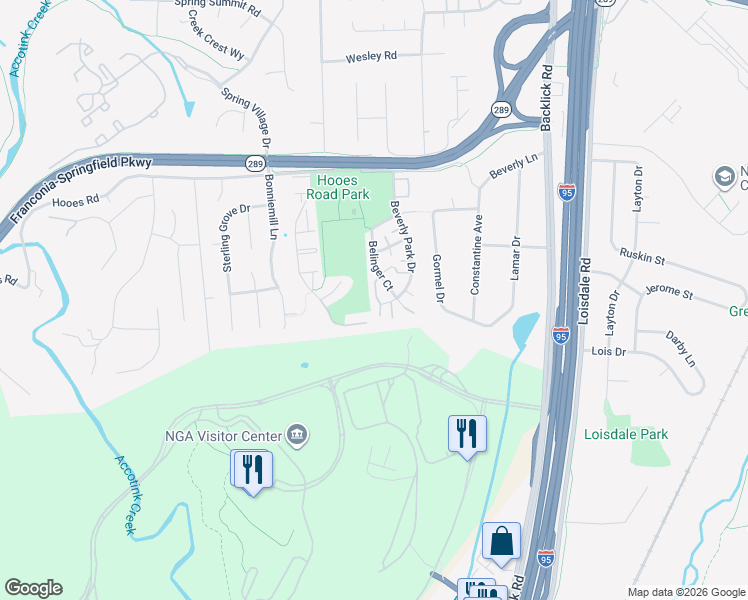 map of restaurants, bars, coffee shops, grocery stores, and more near 7324 Beverly Park Drive in Springfield