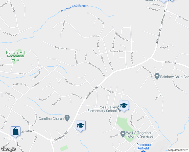 map of restaurants, bars, coffee shops, grocery stores, and more near 9501 Kalarama Court in Fort Washington