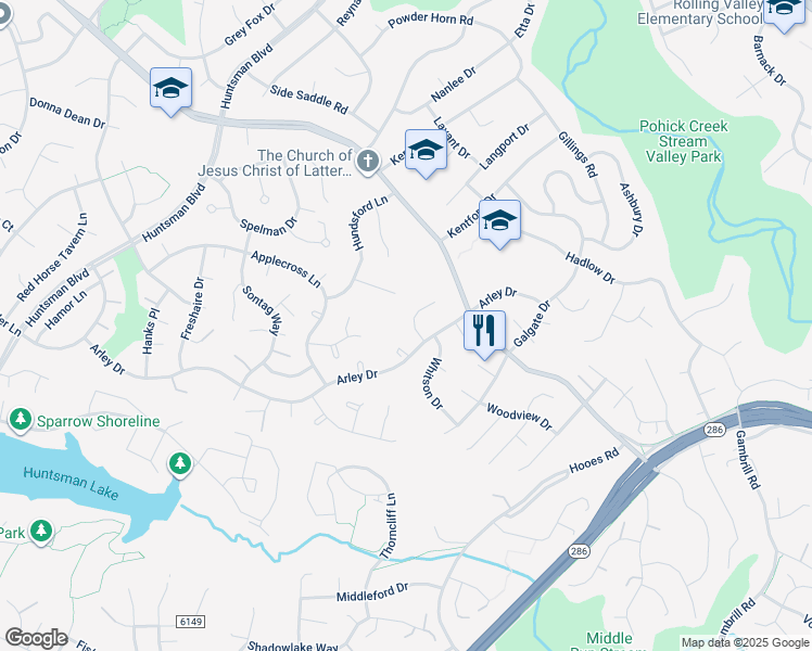 map of restaurants, bars, coffee shops, grocery stores, and more near 7214 Sampal Place in Springfield