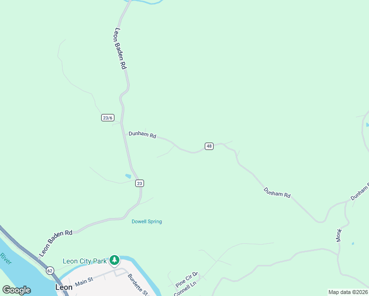 map of restaurants, bars, coffee shops, grocery stores, and more near 597 Dunham Road in Leon