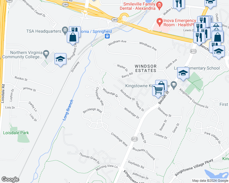 map of restaurants, bars, coffee shops, grocery stores, and more near 6504 Langleigh Way in Alexandria