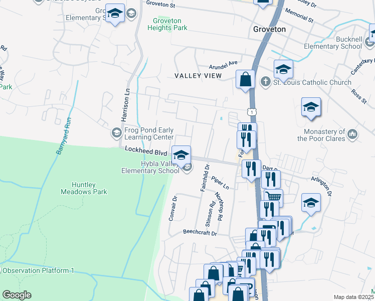 map of restaurants, bars, coffee shops, grocery stores, and more near 7334 Tavenner Lane in Alexandria