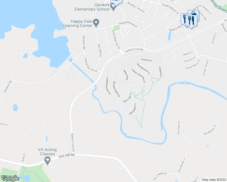 map of restaurants, bars, coffee shops, grocery stores, and more near 14392 Broadwinged Drive in Gainesville