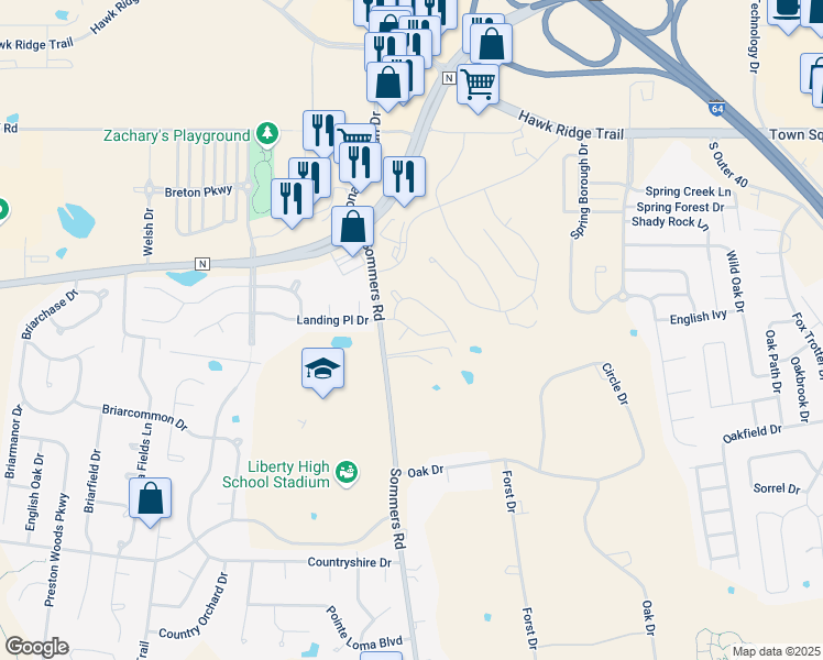 map of restaurants, bars, coffee shops, grocery stores, and more near 108 Belmonte Landing Drive in O'Fallon