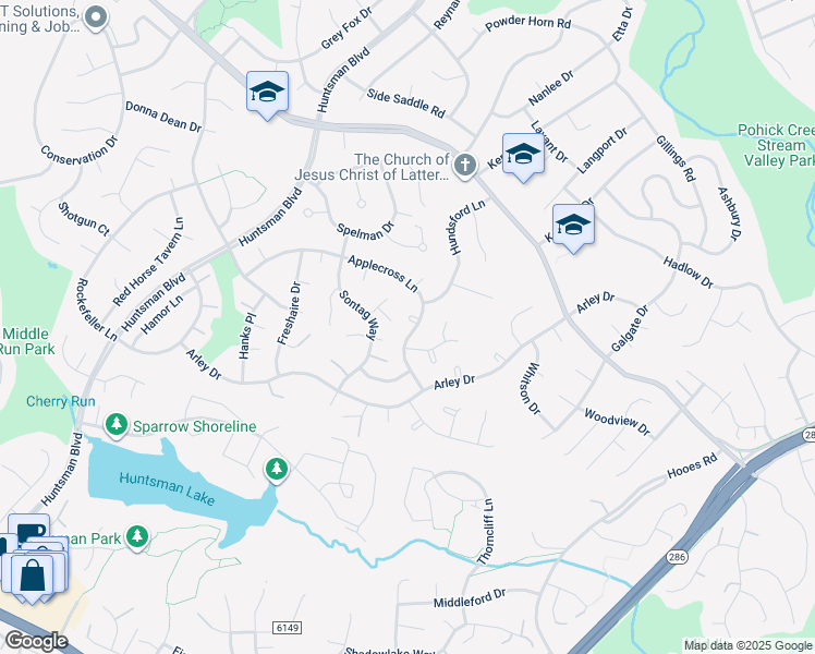 map of restaurants, bars, coffee shops, grocery stores, and more near 8841 Applecross Lane in Springfield