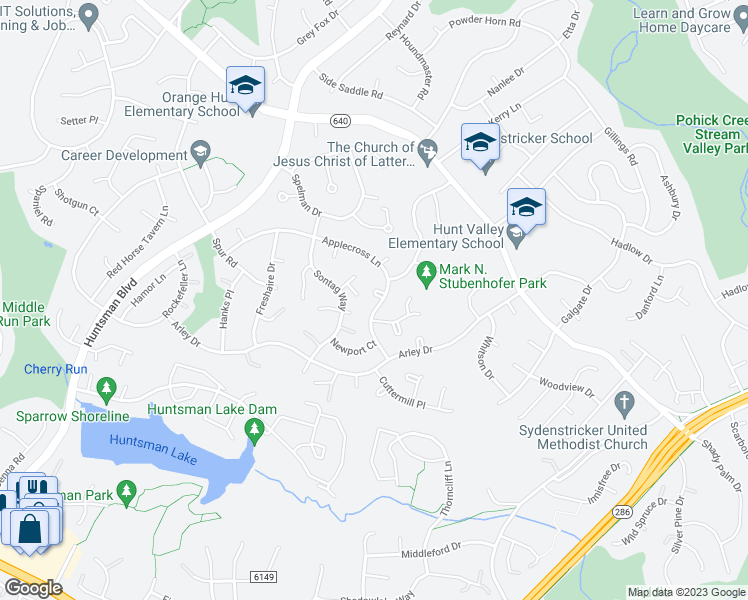map of restaurants, bars, coffee shops, grocery stores, and more near 8841 Applecross Lane in Springfield