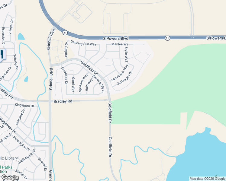 map of restaurants, bars, coffee shops, grocery stores, and more near 6161 San Mateo Drive in Colorado Springs
