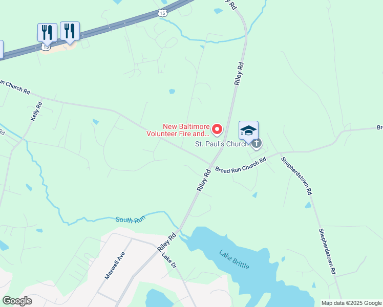 map of restaurants, bars, coffee shops, grocery stores, and more near Broad Run Church Road in Fauquier County