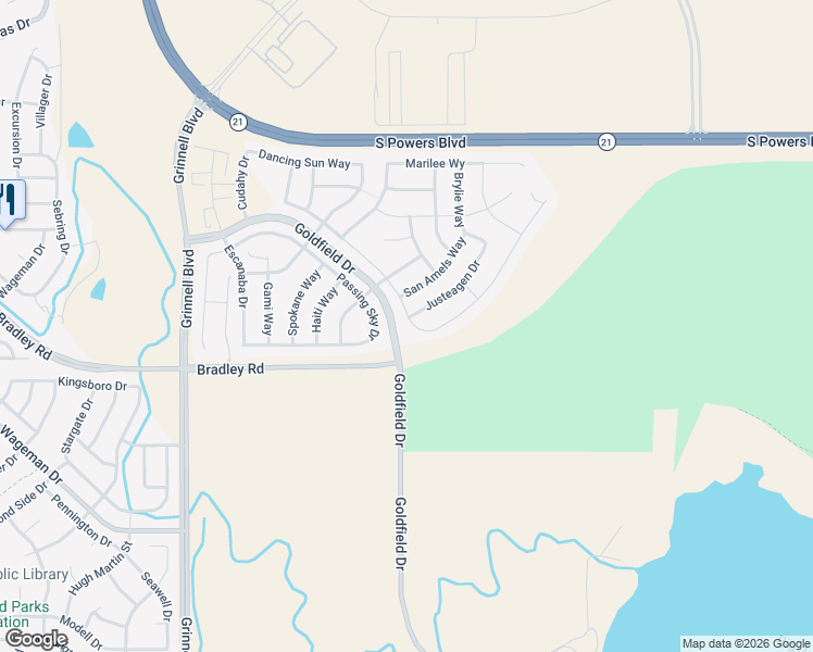 map of restaurants, bars, coffee shops, grocery stores, and more near 6161 San Mateo Drive in Colorado Springs