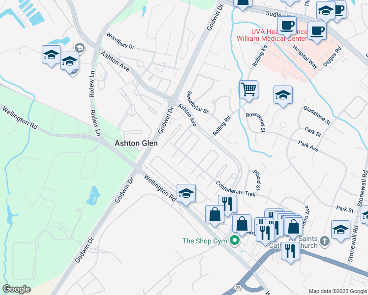 map of restaurants, bars, coffee shops, grocery stores, and more near 9012 Patterson Place in Manassas